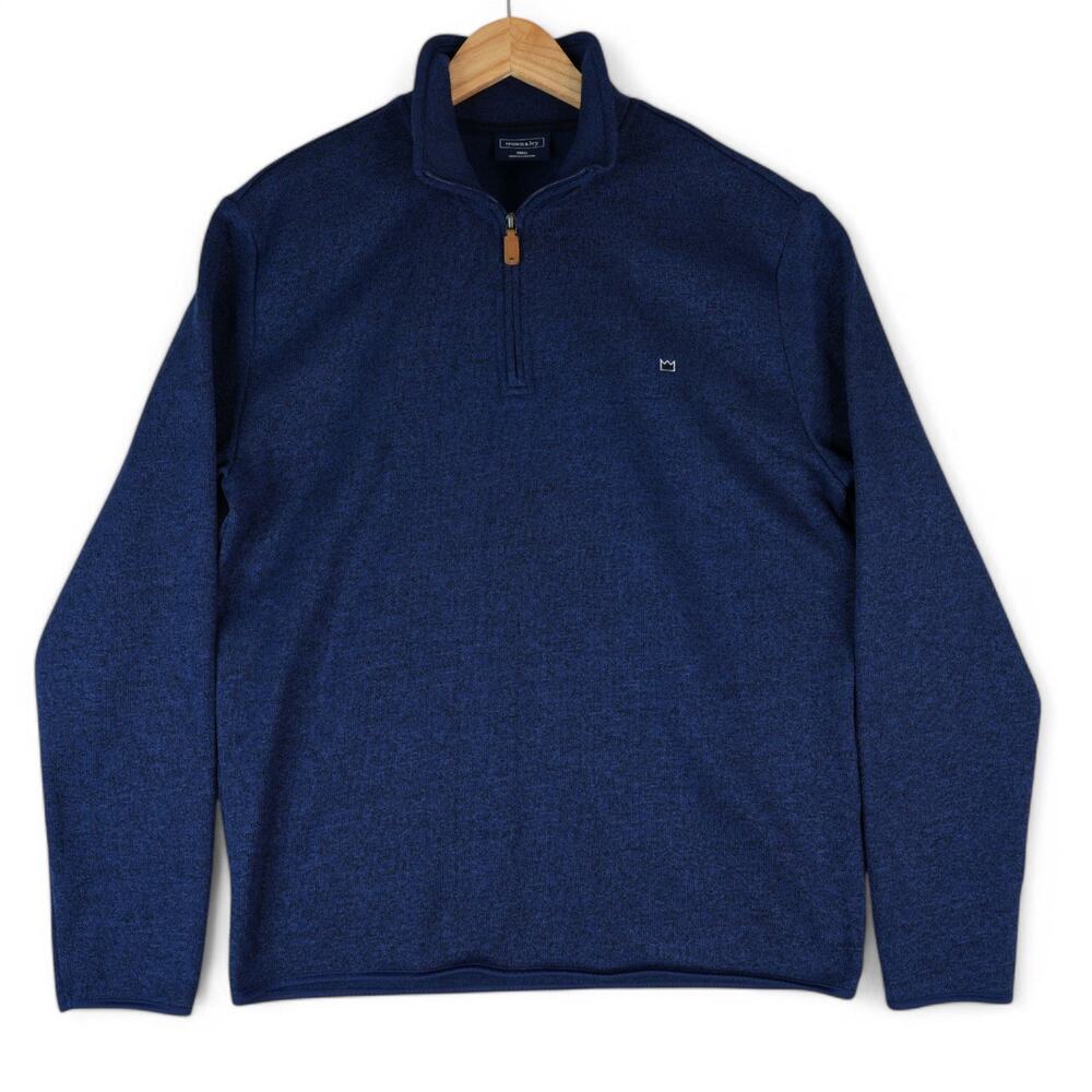 Crown & Ivy Sweater Mens Small Long Sleeve‎ Pullover 1/4 Zip Navy Blue Gorpcore